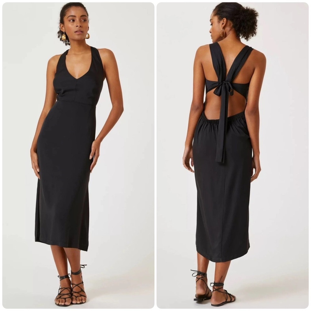 NWT Anthropologie Women's Black Halter Midi Dress - size MP